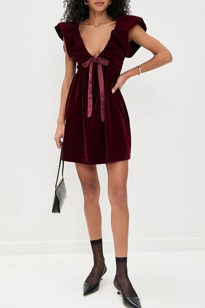 Endless Rose Velvet Bow Mini Dress