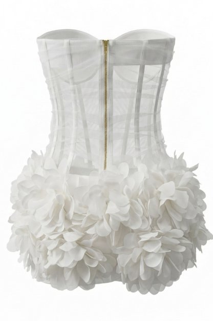 Strapless Petal Mesh Bustier Dress