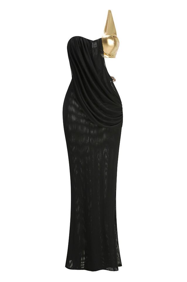One Shoulder Draped Maxi Dress