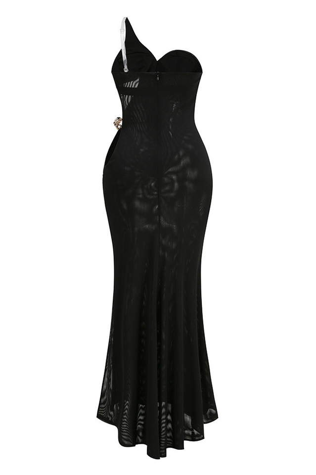 One Shoulder Draped Maxi Dress