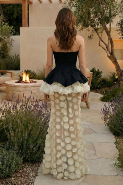 Strapless Black and Beige Gown