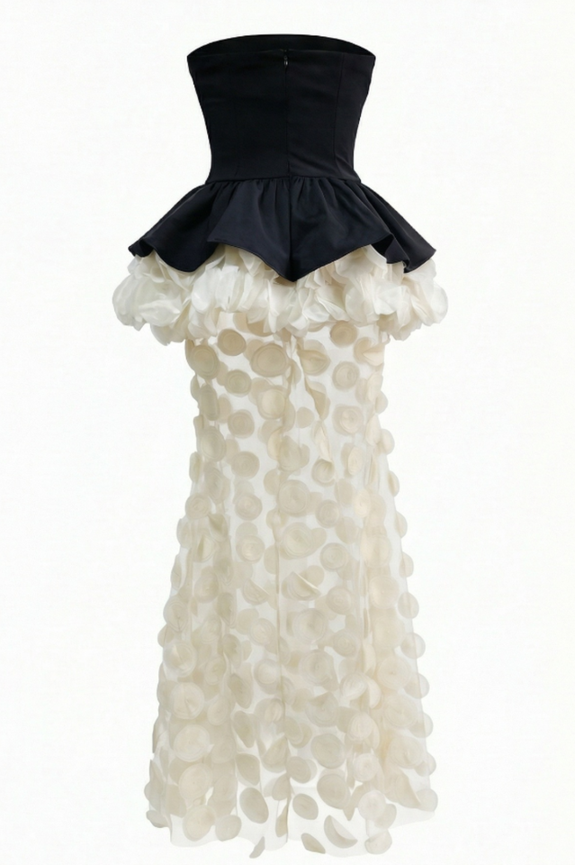 Strapless Black and Beige Gown