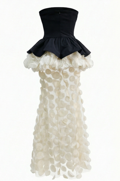Strapless Black and Beige Gown