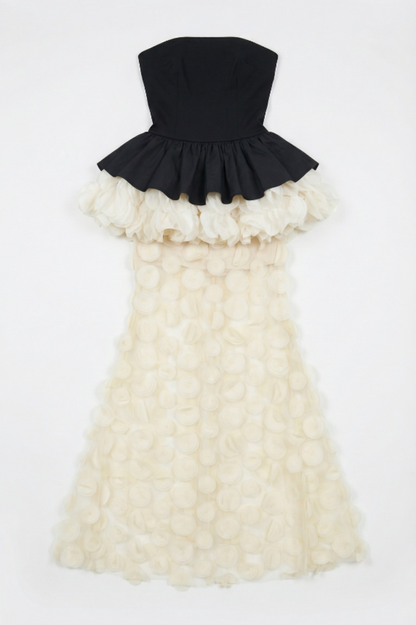 Strapless Black and Beige Gown