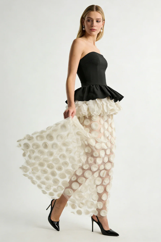 Strapless Black and Beige Gown