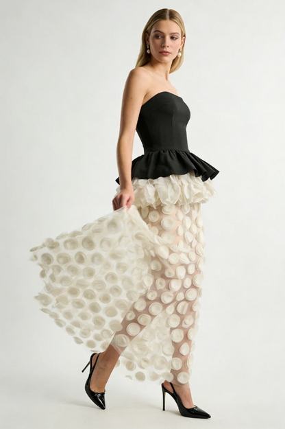 Strapless Black and Beige Gown