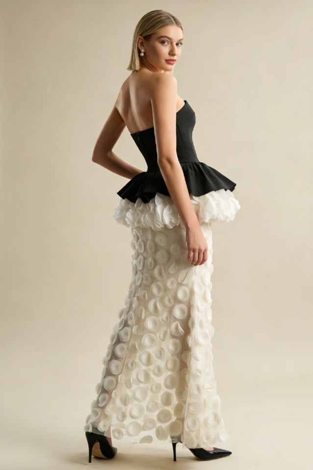 Strapless Black and Beige Gown