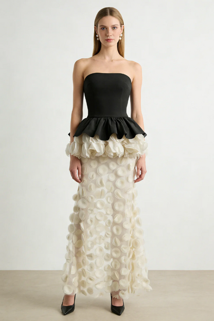 Strapless Black and Beige Gown