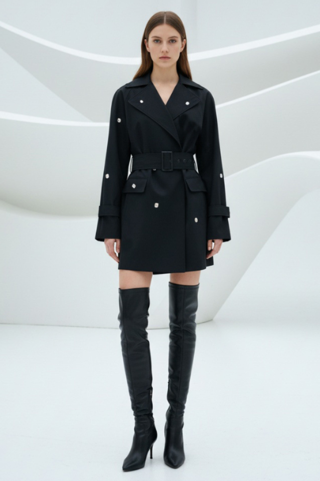 Long Sleeve Embellished Belted Jacket