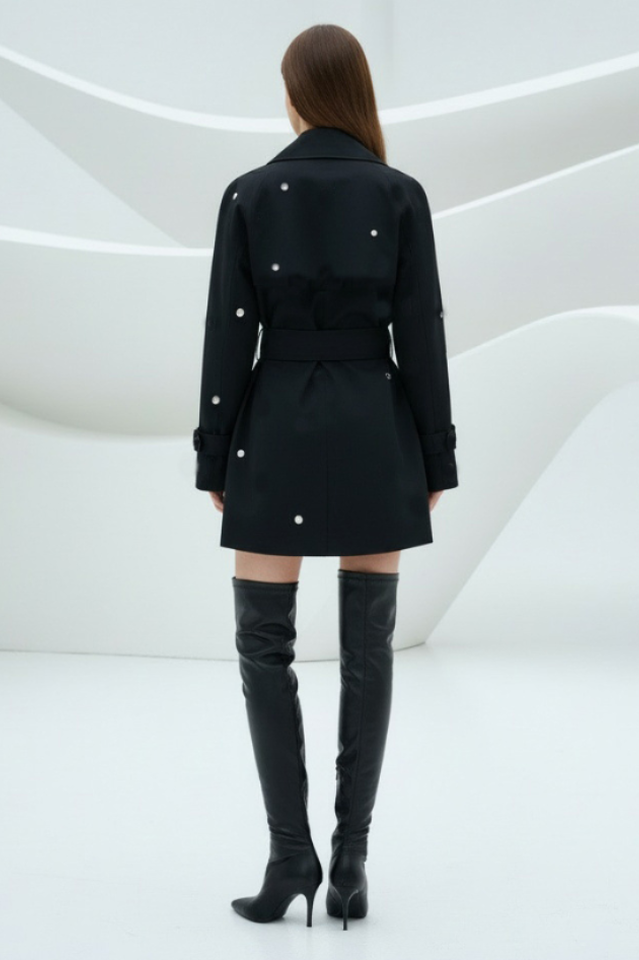 Long Sleeve Embellished Belted Jacket