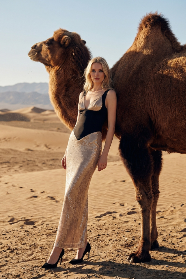 Syvion Sequin Split Maxi Dress