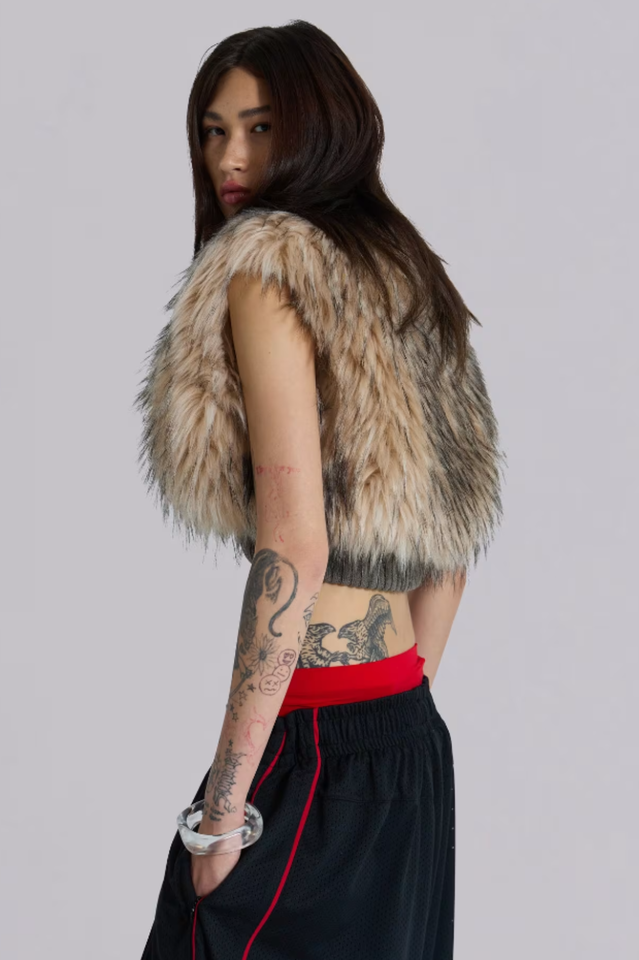 Meka Faux Fur Knit Shrug