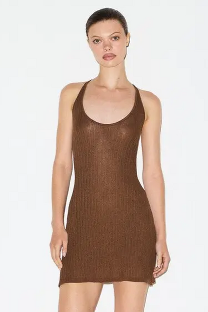 Skims Sheer Knit Plunge Mini Dress