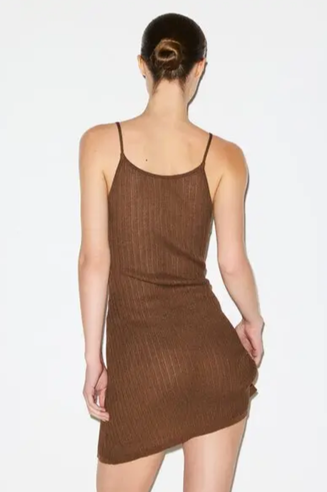 Skims Sheer Knit Plunge Mini Dress