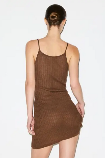 Skims Sheer Knit Plunge Mini Dress