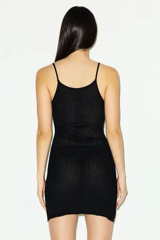 Skims Sheer Knit Plunge Mini Dress
