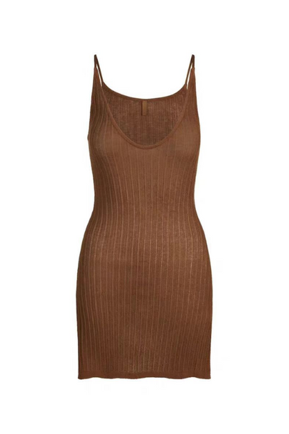 Skims Sheer Knit Plunge Mini Dress