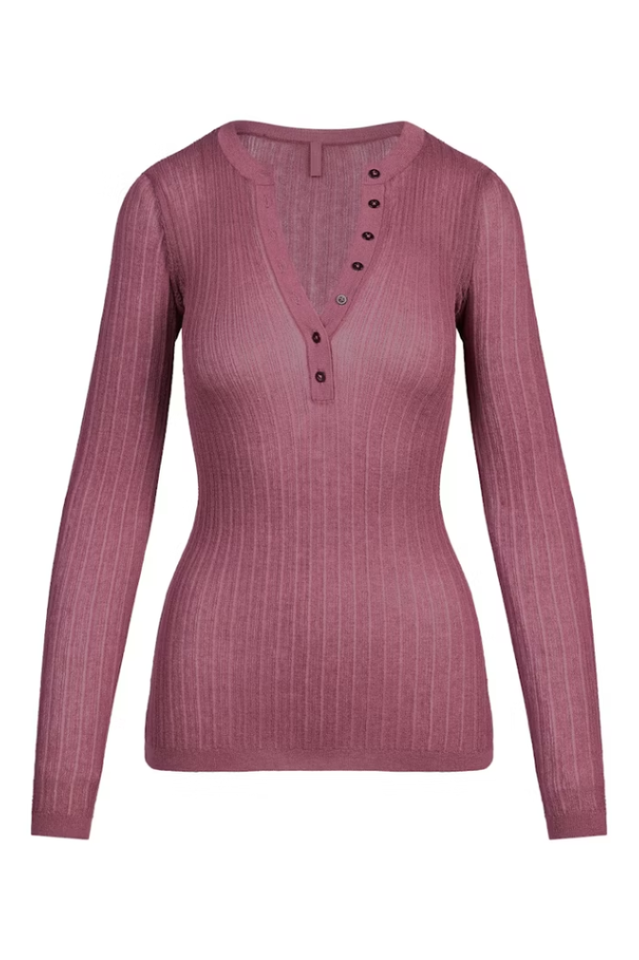 SKIMS Sheer Knit Long Sleeve Henley