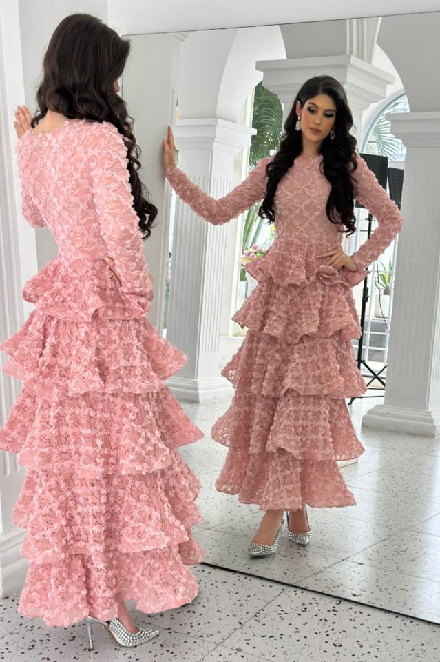 Guinevere Black Tiered Maxi Dress