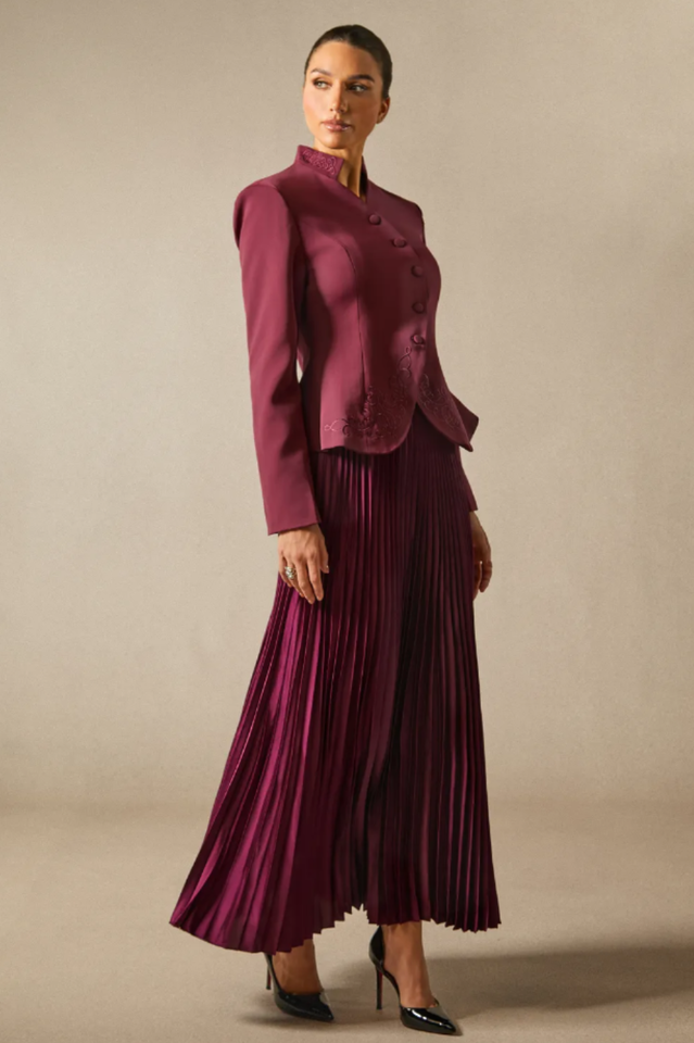 Christine Embroidery Pleated Skirt Set