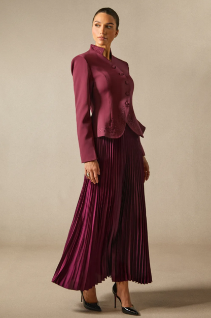 Christine Embroidery Pleated Skirt Set