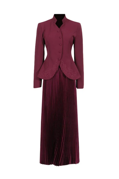Christine Embroidery Pleated Skirt Set