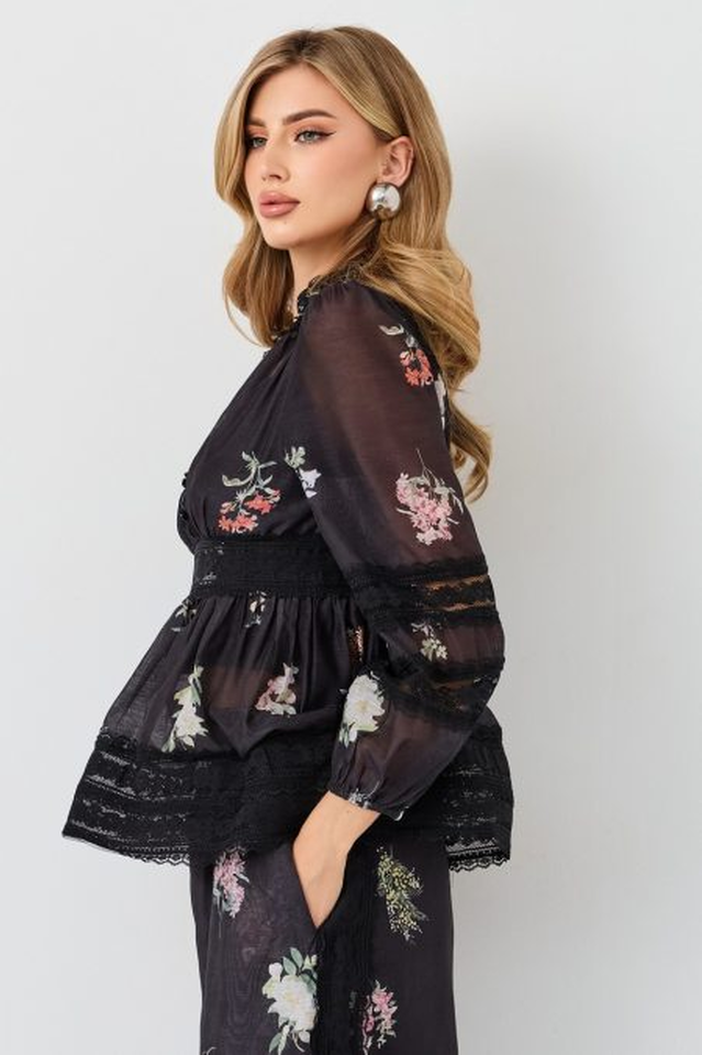 Natoli Embroidered Lace Blouse & Pants Set