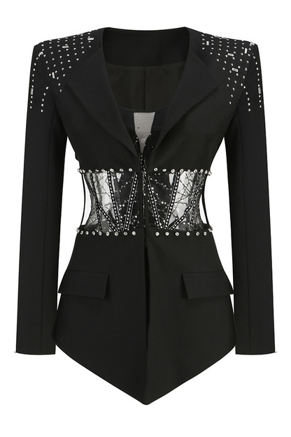 Jakobe Rhinestone Cutout Blazer Set