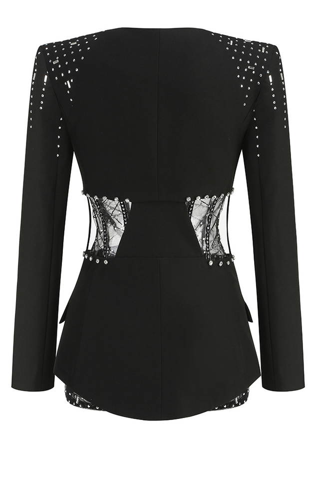 Jakobe Rhinestone Cutout Blazer Set