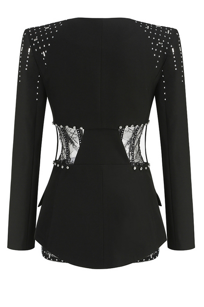 Jakobe Rhinestone Cutout Blazer Set