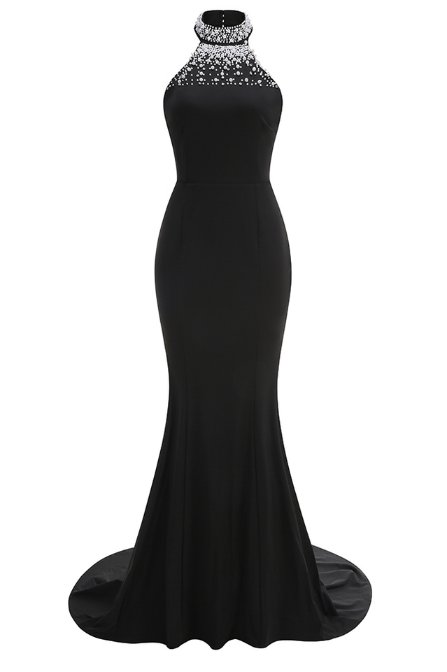 Nicoletta Halterneck Pearl Prom Maxi Dress
