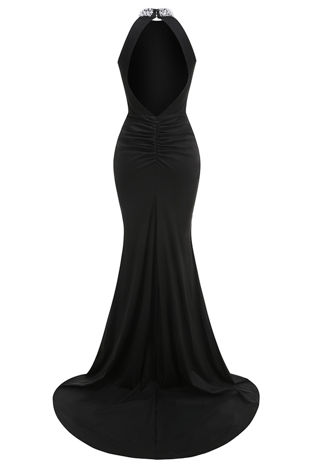 Nicoletta Halterneck Pearl Prom Maxi Dress