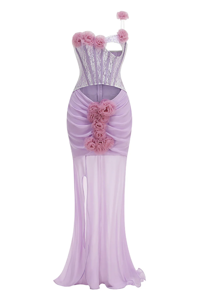 Rosette Applique Cutout Mermaid Dress