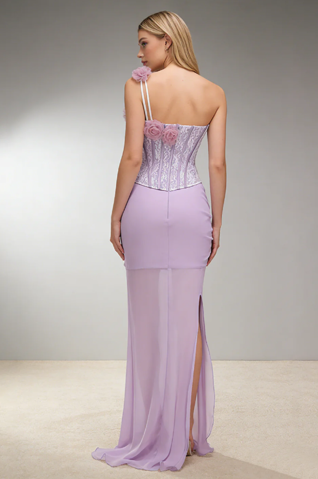 Rosette Applique Cutout Mermaid Dress