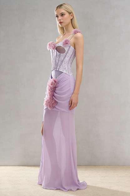 Rosette Applique Cutout Mermaid Dress