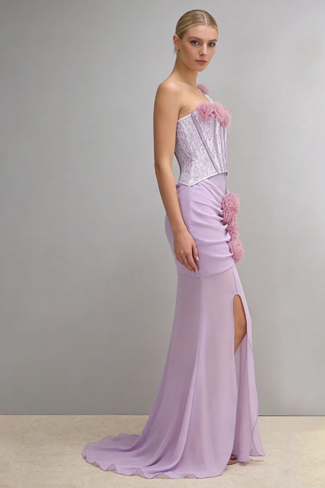 Rosette Applique Cutout Mermaid Dress