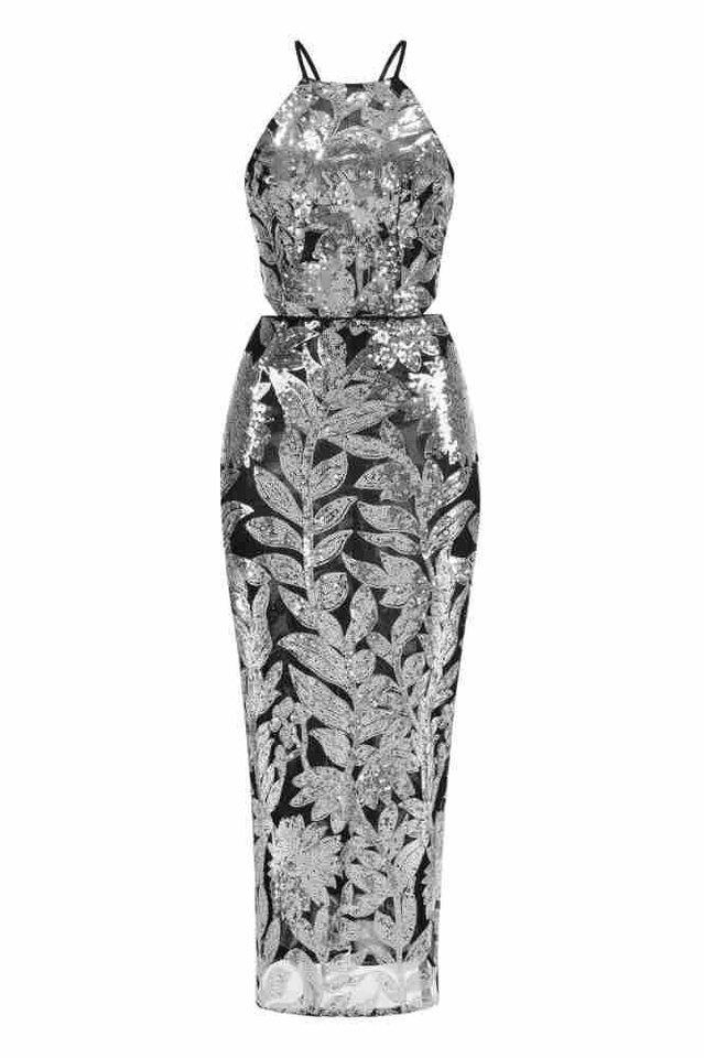 Jilly Halter Sleeveless Sequin Maxi Dress