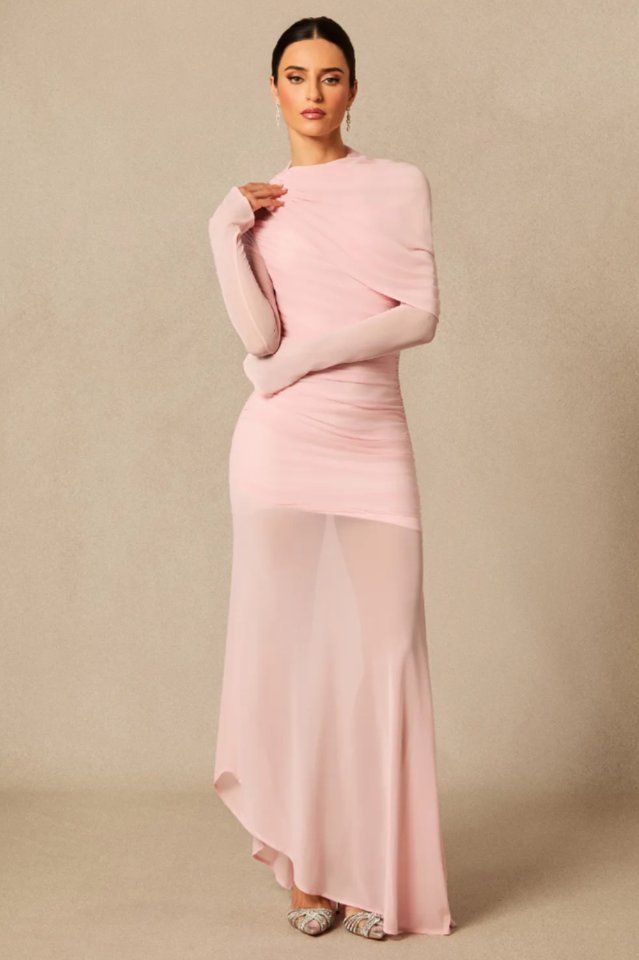 Glacian Long Sleeve Mesh Maxi Dress