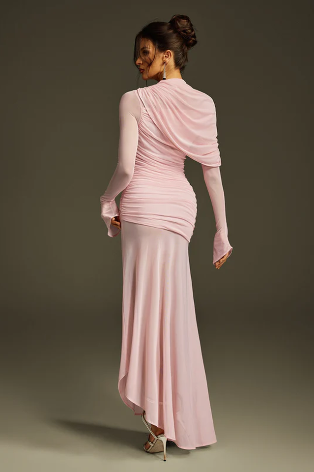 Glacian Long Sleeve Mesh Maxi Dress