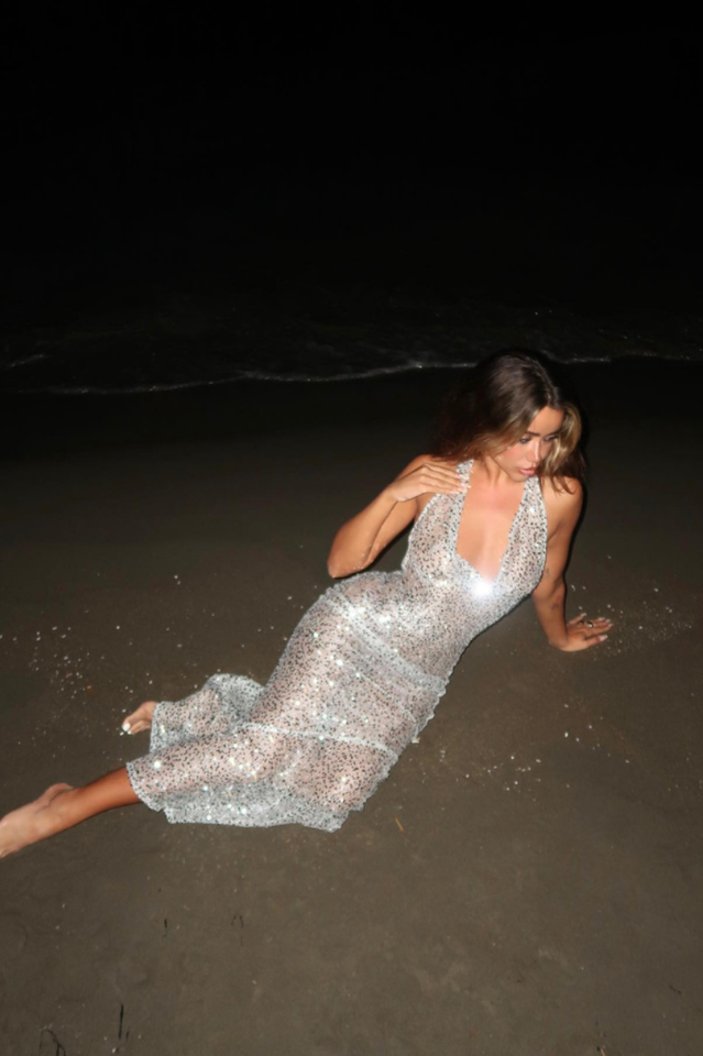 Halter Plunging Sequin Maxi Dress