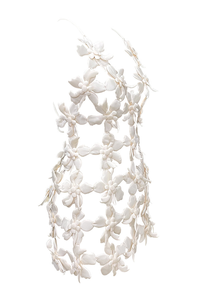 3D Appliqué Petal Mesh Dress