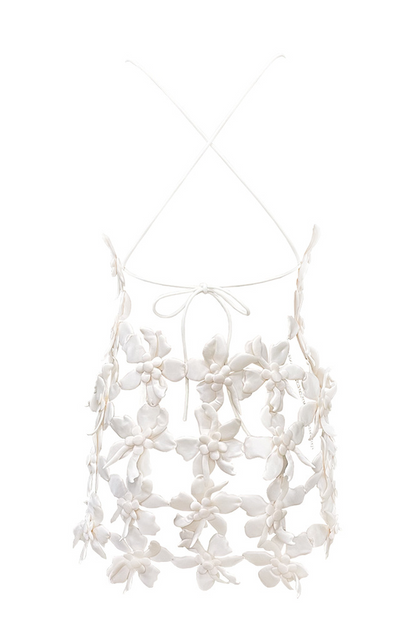 3D Appliqué Petal Mesh Dress