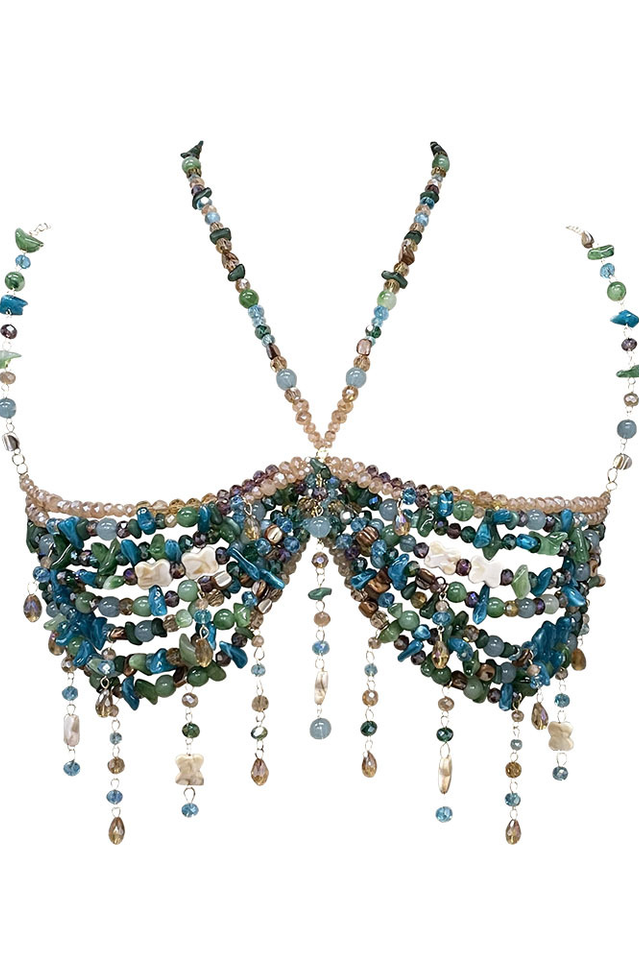 Linden Fringe Gemstone Beaded Bralette