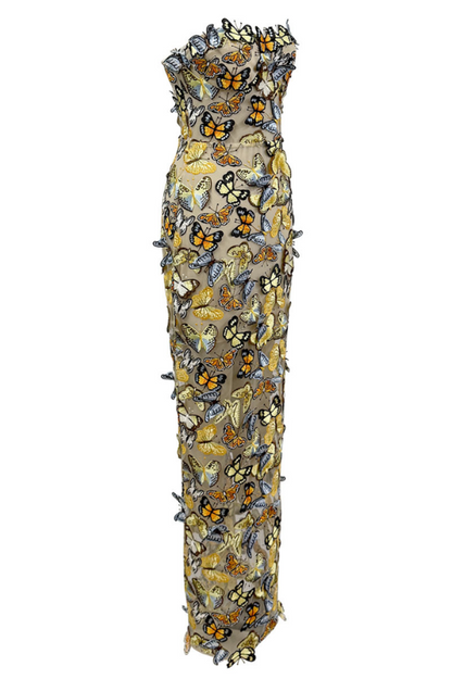 Bella 3D Butterfly Lace Mermaid Prom Dress