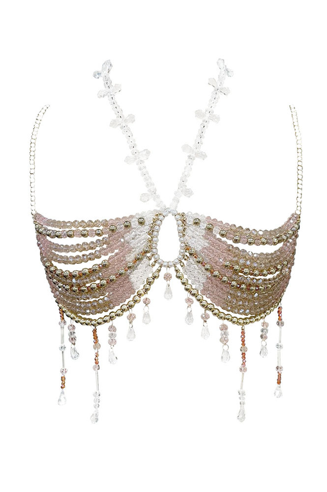 Azure Halter Neck Beaded Bralette