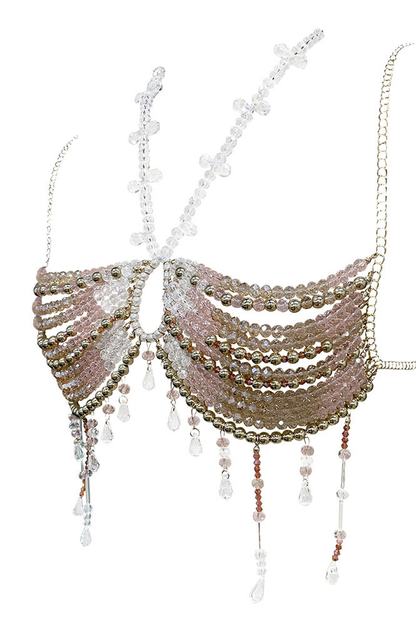 Azure Halter Neck Beaded Bralette