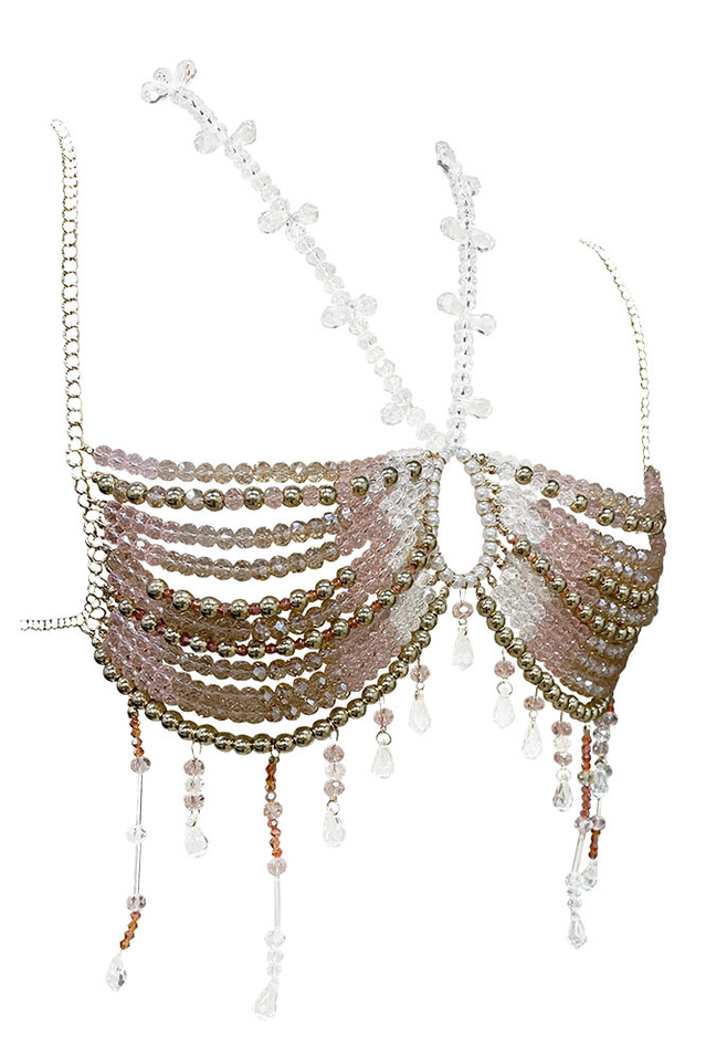 Azure Halter Neck Beaded Bralette
