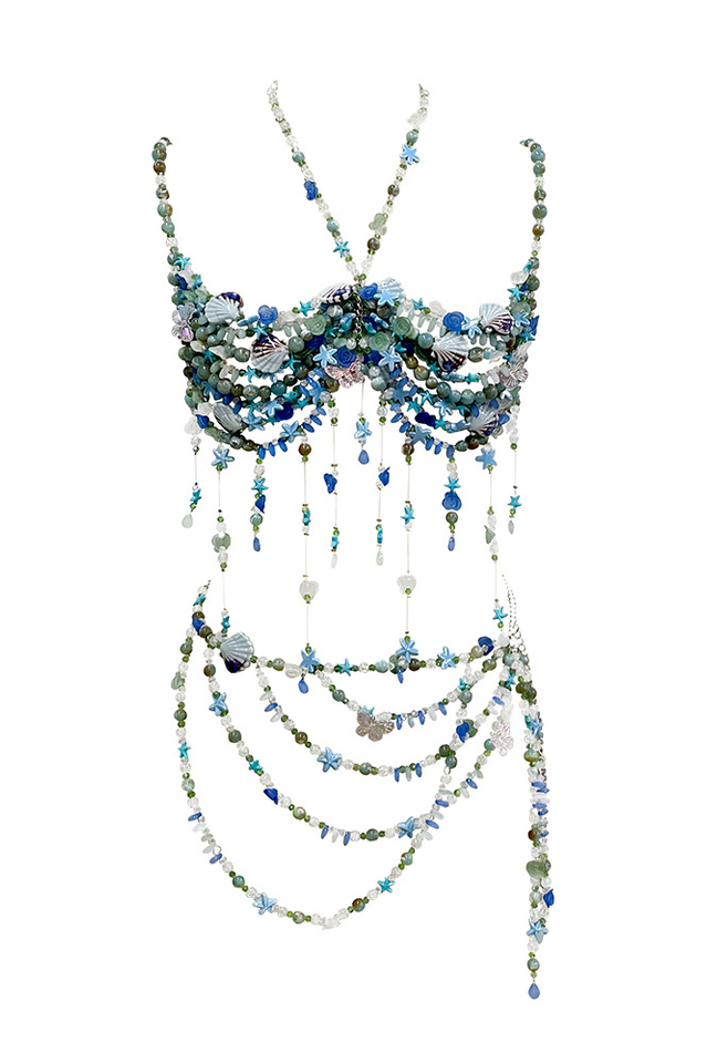 Handmade Crystal Beaded Bralette Set