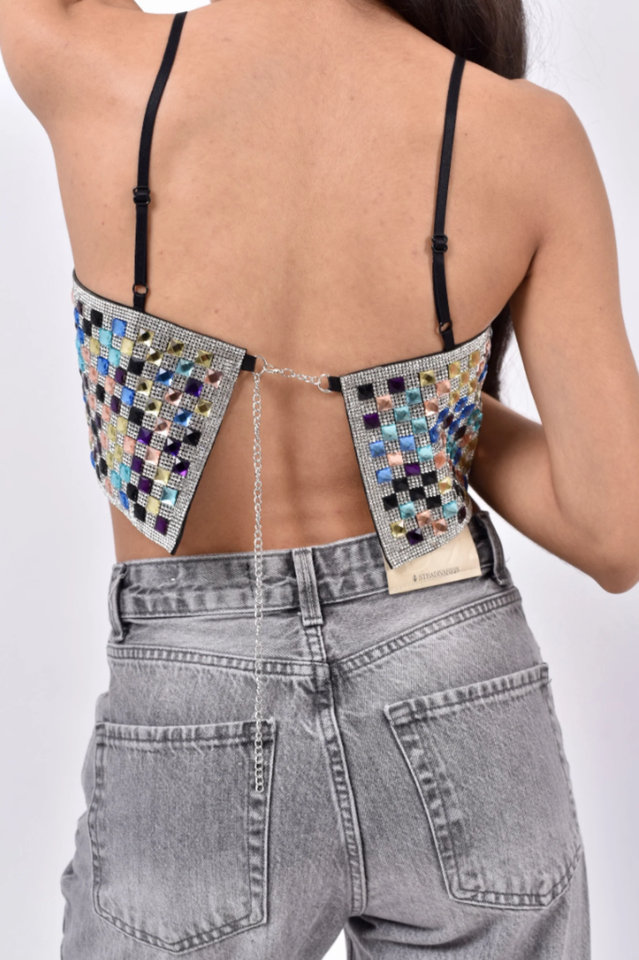 Glamour Shot Embellished Crop Top