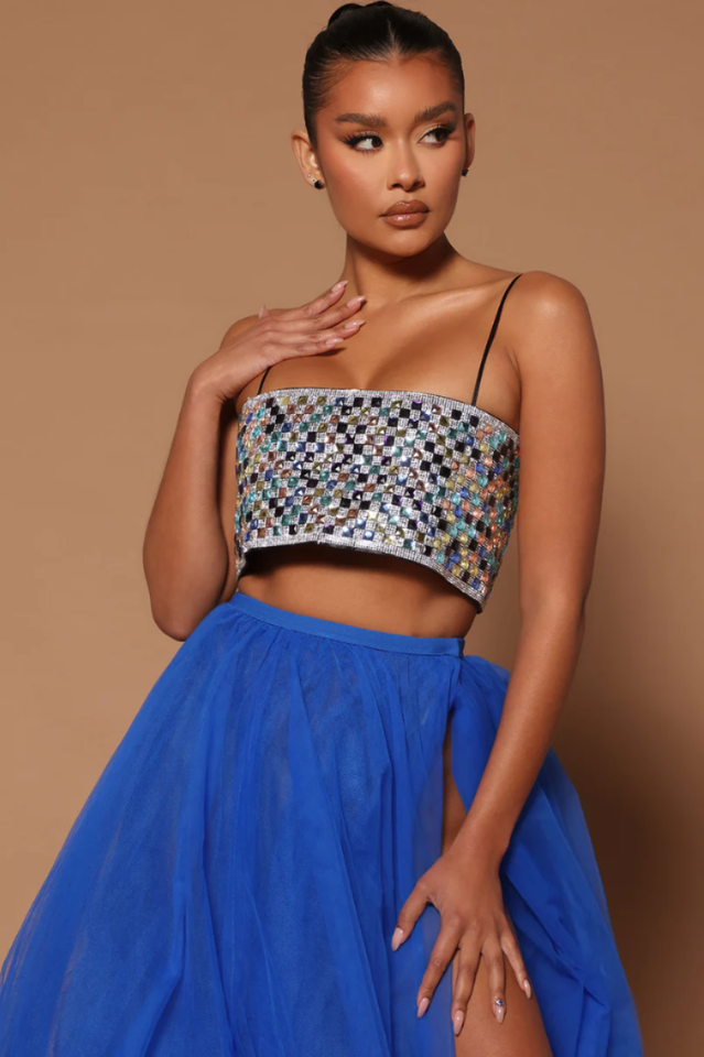 Glamour Shot Embellished Crop Top